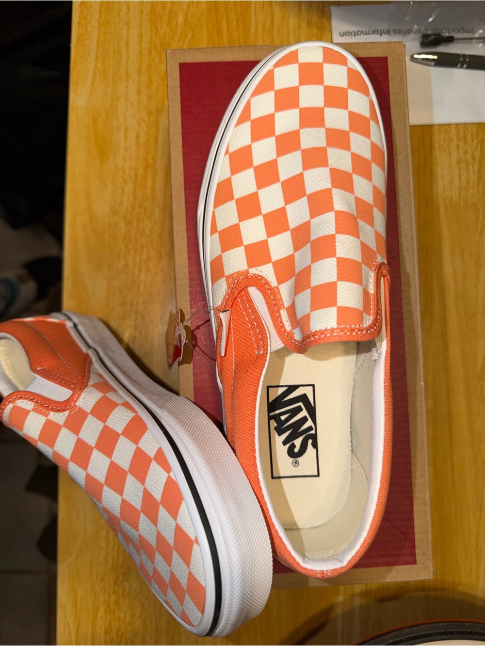VANS - Classic Slip-On - Checkerboard Cadmium Orange - Picture 4 of 10
